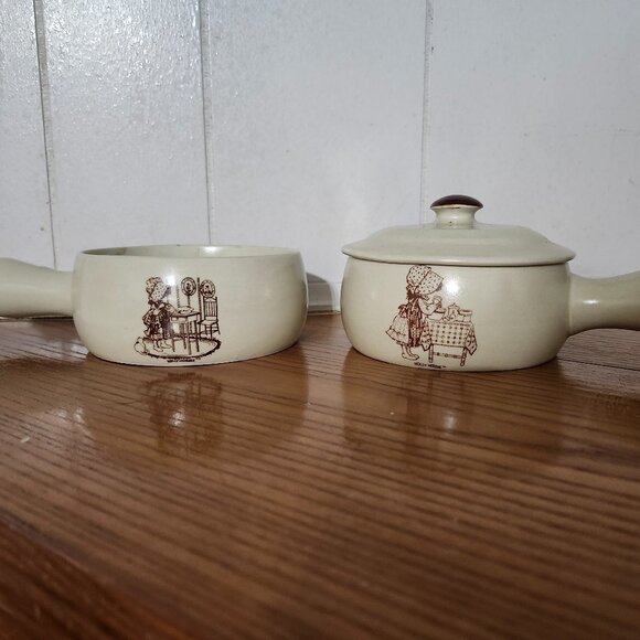 VINTAGE Holly Hobbie Stoneware Soup Bowls - Picture 1 of 5